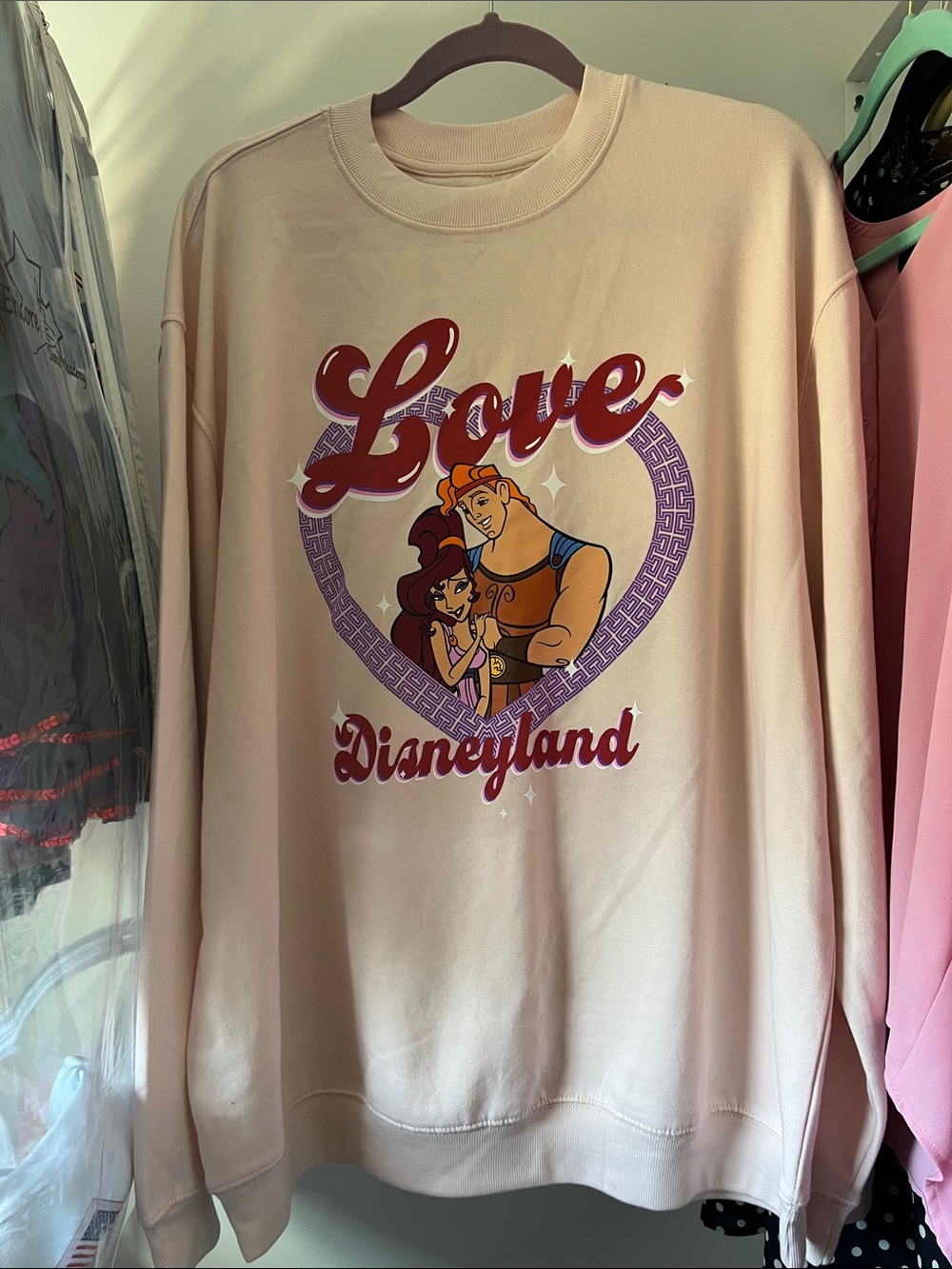 Disney Disneyland Resort Pastel Pink Crewneck with Logo Print